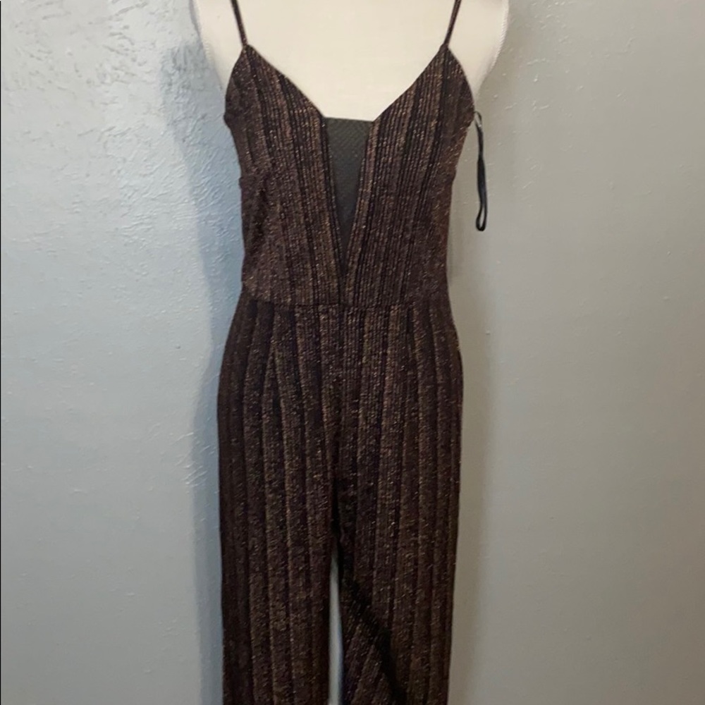 Sparkly deep V jumpsuit